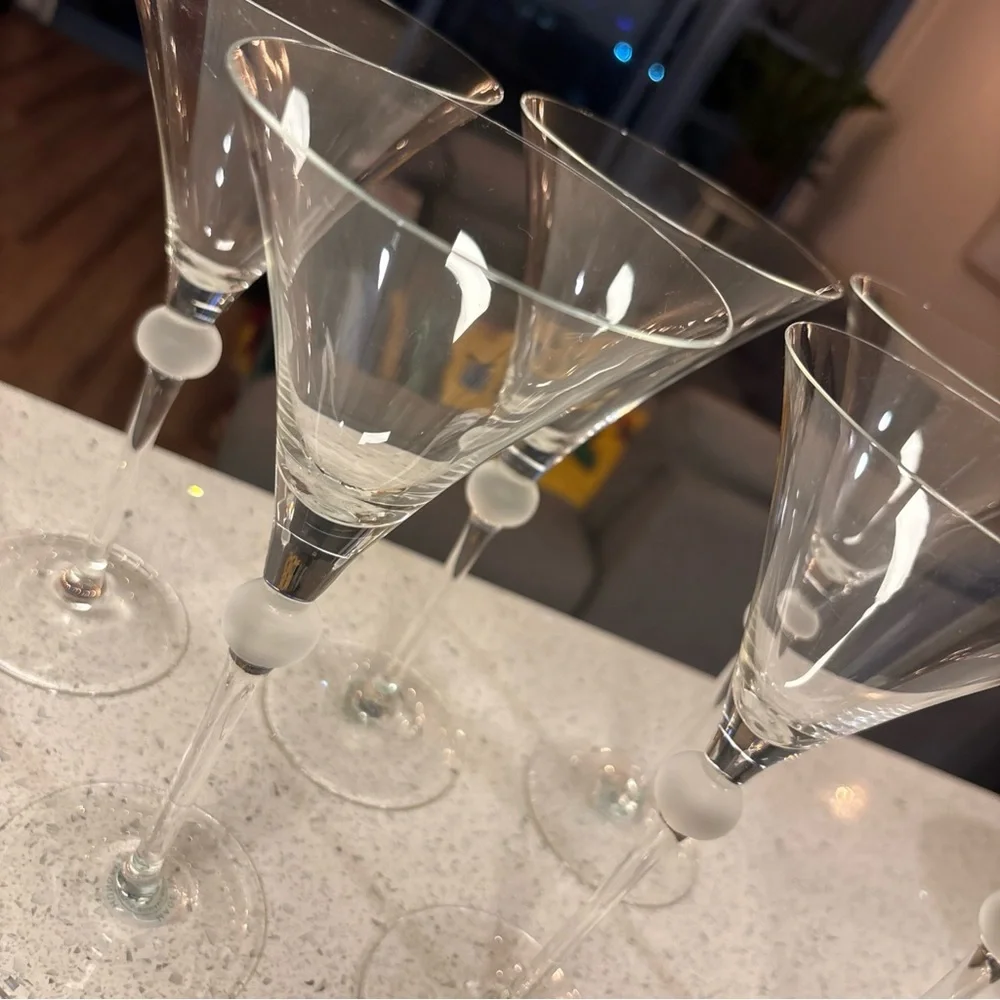 William Sonoma Elegant Clear Martini Glass Set of 6